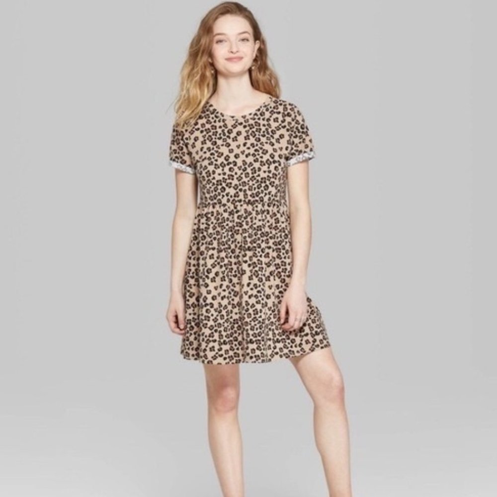 Wild Fable Leopard Print Babydoll Tshirt Dress